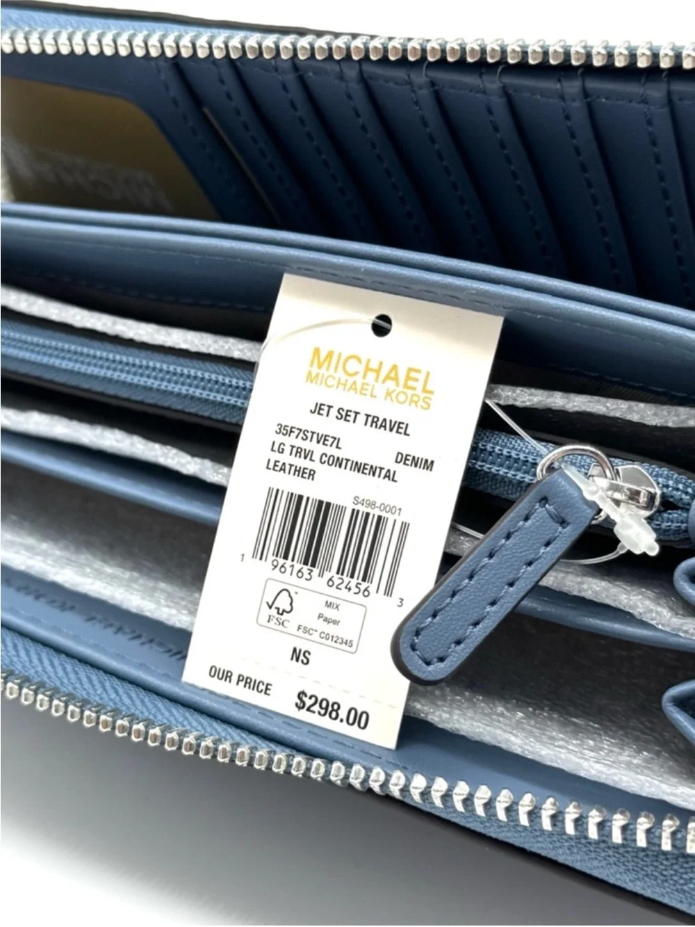 Michael Kors Large Continental Wallet Denim Blue